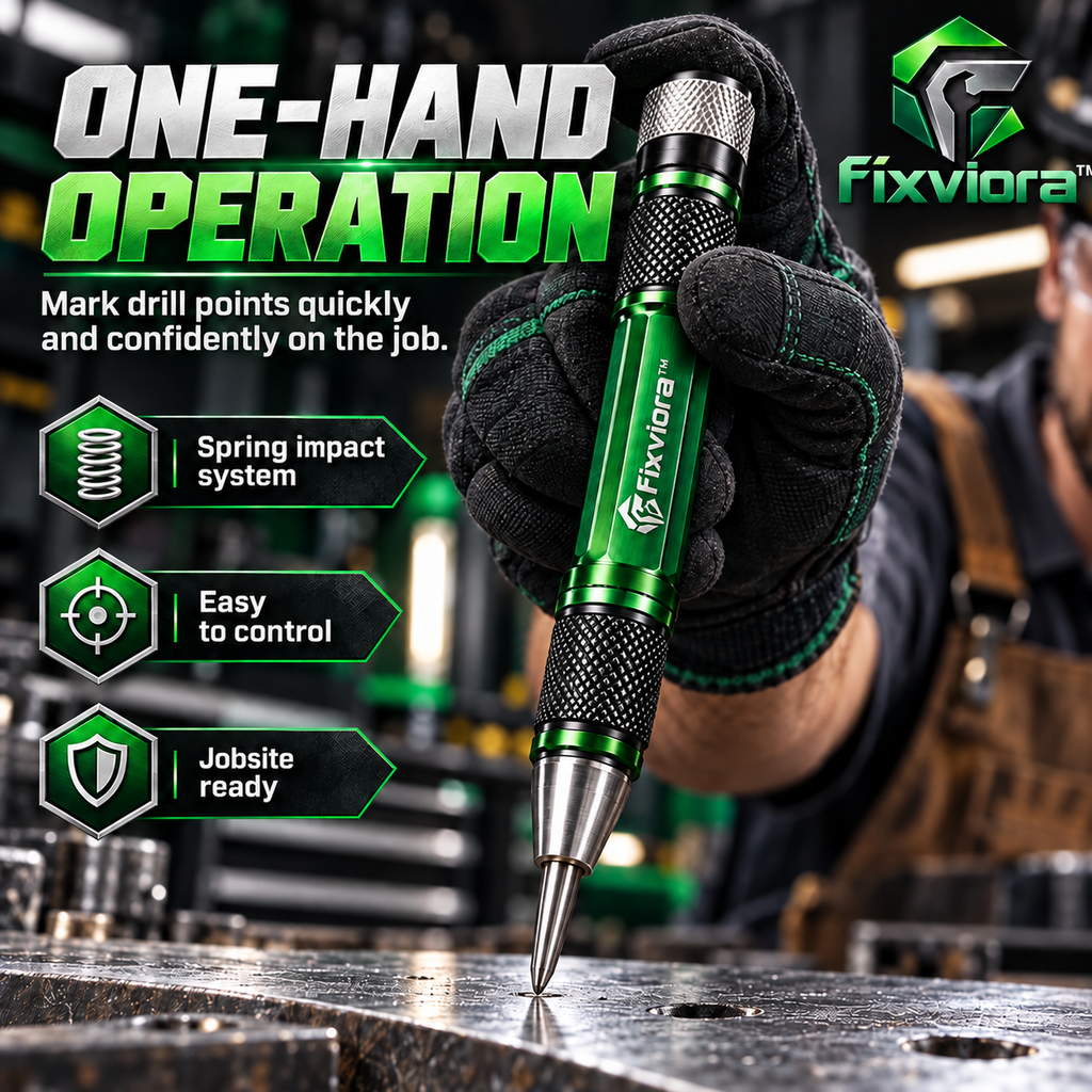 fixviora™ Adjustable Automatic Center Punch with Precision Marking & Spring Impact System