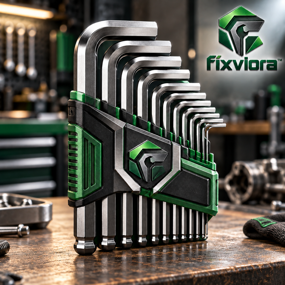 fixviora™ Heavy-Duty Hex Key Set with Multi-Size Alloy Steel L-Shaped Wrenches