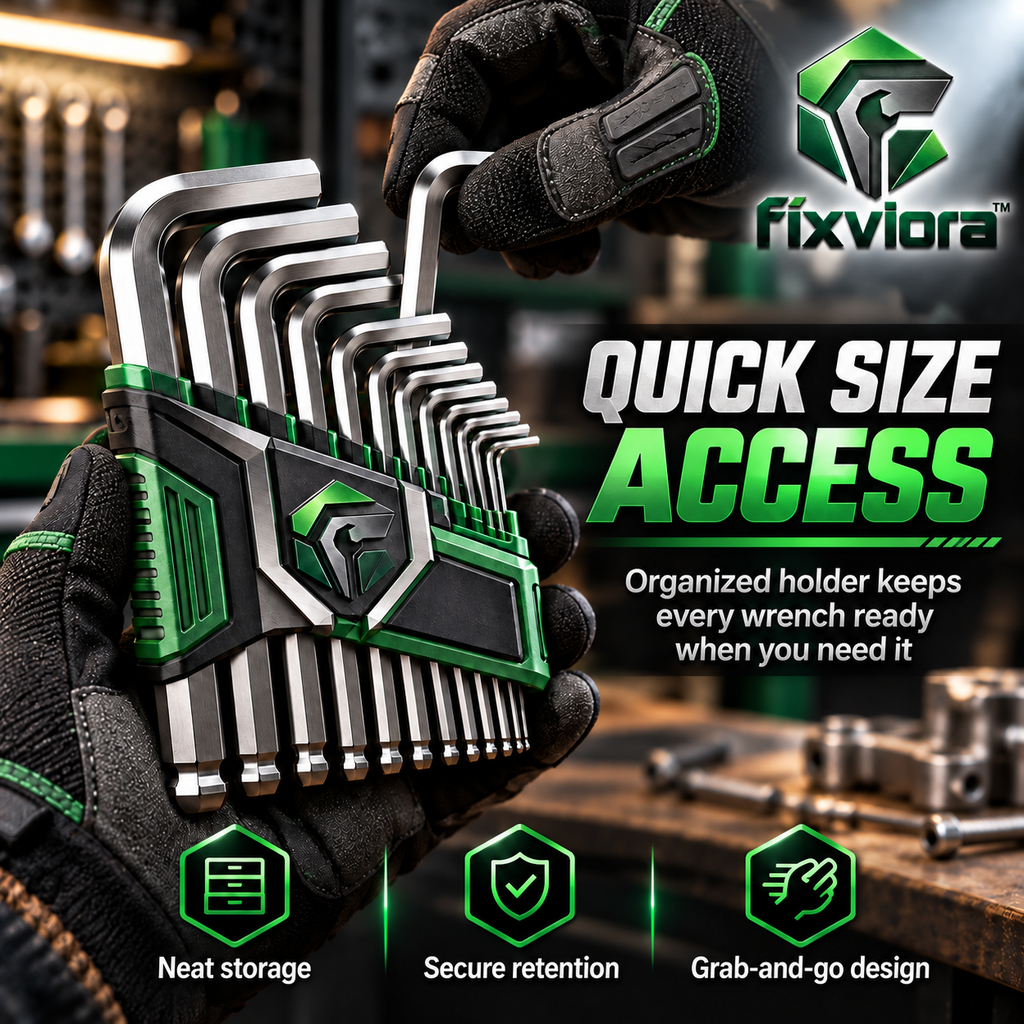 fixviora™ Heavy-Duty Hex Key Set with Multi-Size Alloy Steel L-Shaped Wrenches