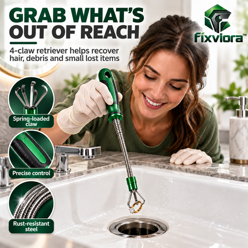 fixviora™ Drain Cleaning Tool Set with Flexible Cleaning & Retrieval Tools