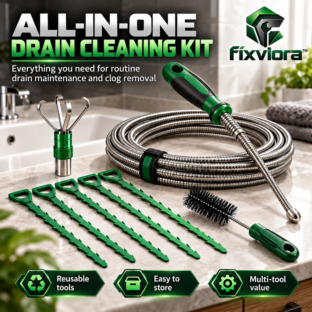 fixviora™ Drain Cleaning Tool Set with Flexible Cleaning & Retrieval Tools