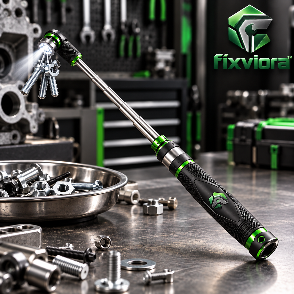 fixviora™ Telescoping Magnetic Pickup Tool with LED Light & Extended Reach