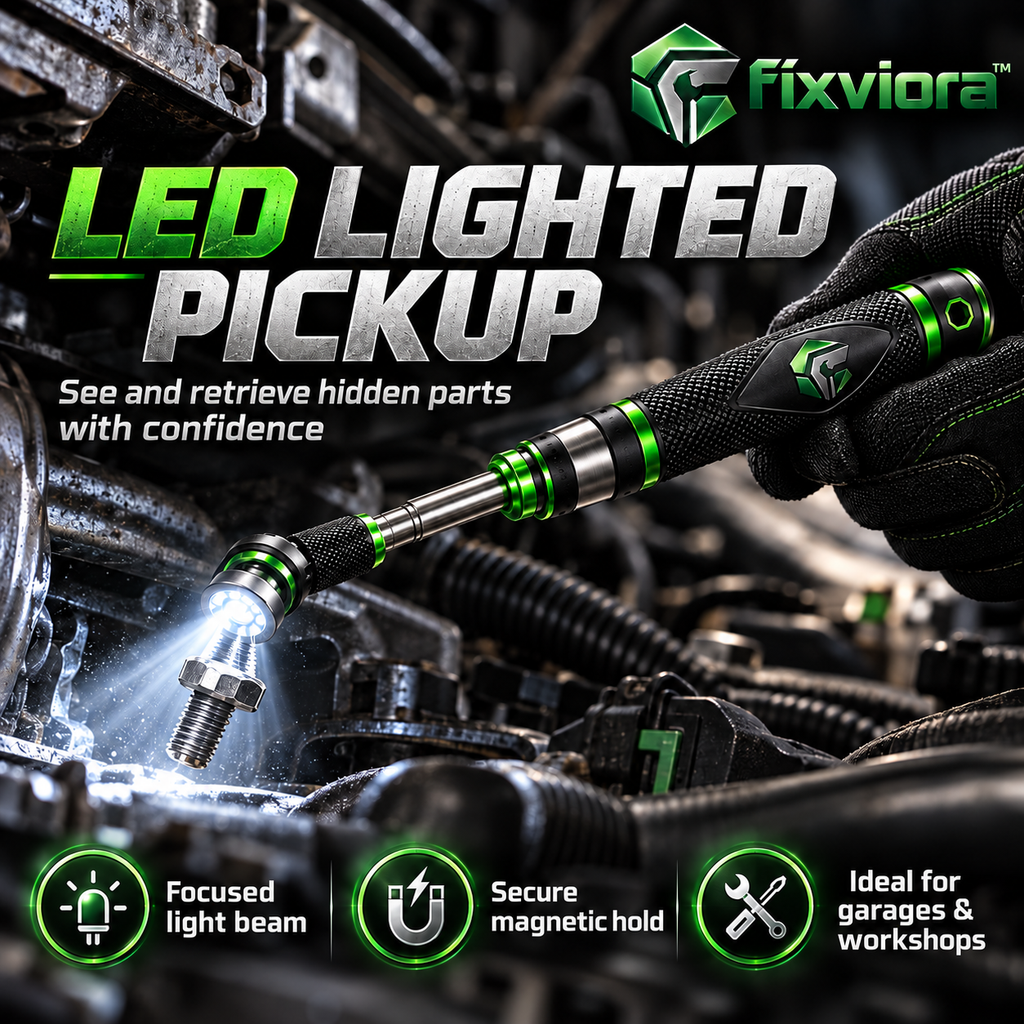 fixviora™ Telescoping Magnetic Pickup Tool with LED Light & Extended Reach