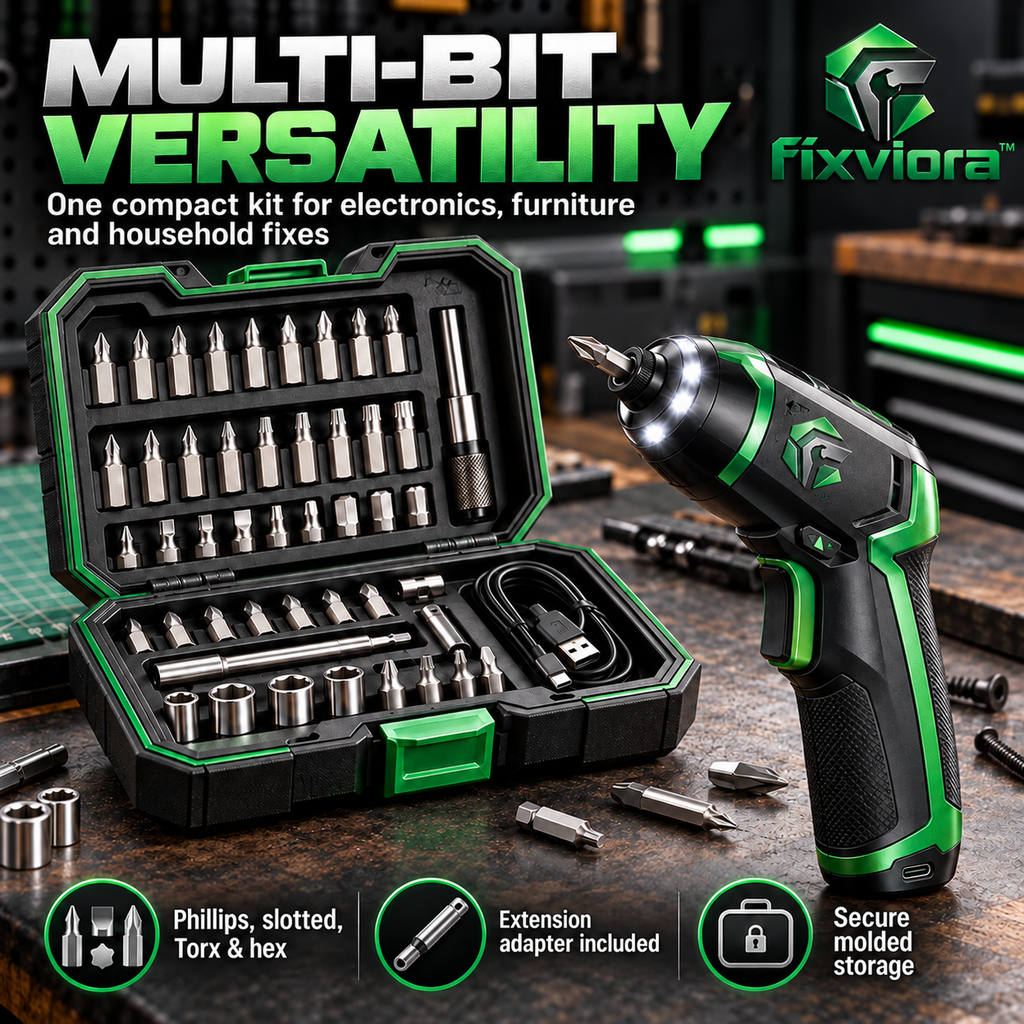 fixviora™ Rechargeable Electric Screwdriver with Portable Power & Multi-Bit Set