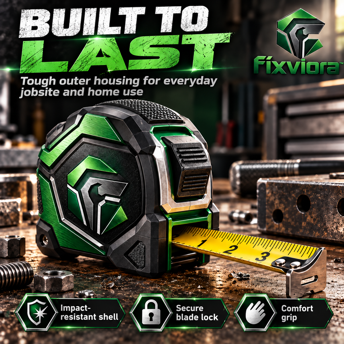 fixviora™ Professional Measuring Tape with Durable Housing & Accurate Scale Design