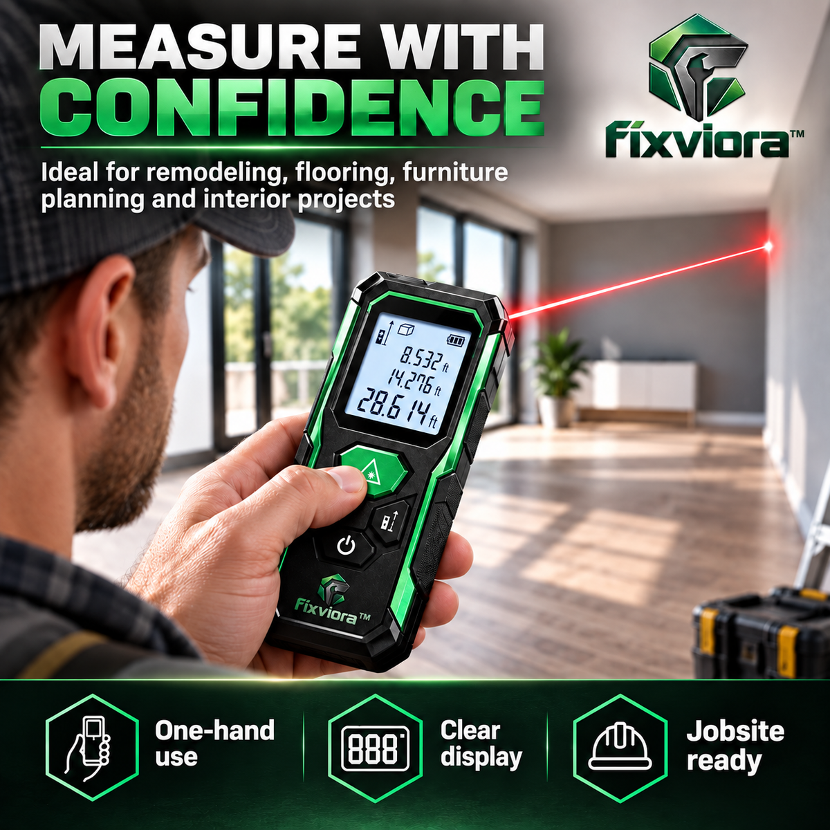 fixviora™ Digital Laser Distance Meter for Fast & Reliable Measurements