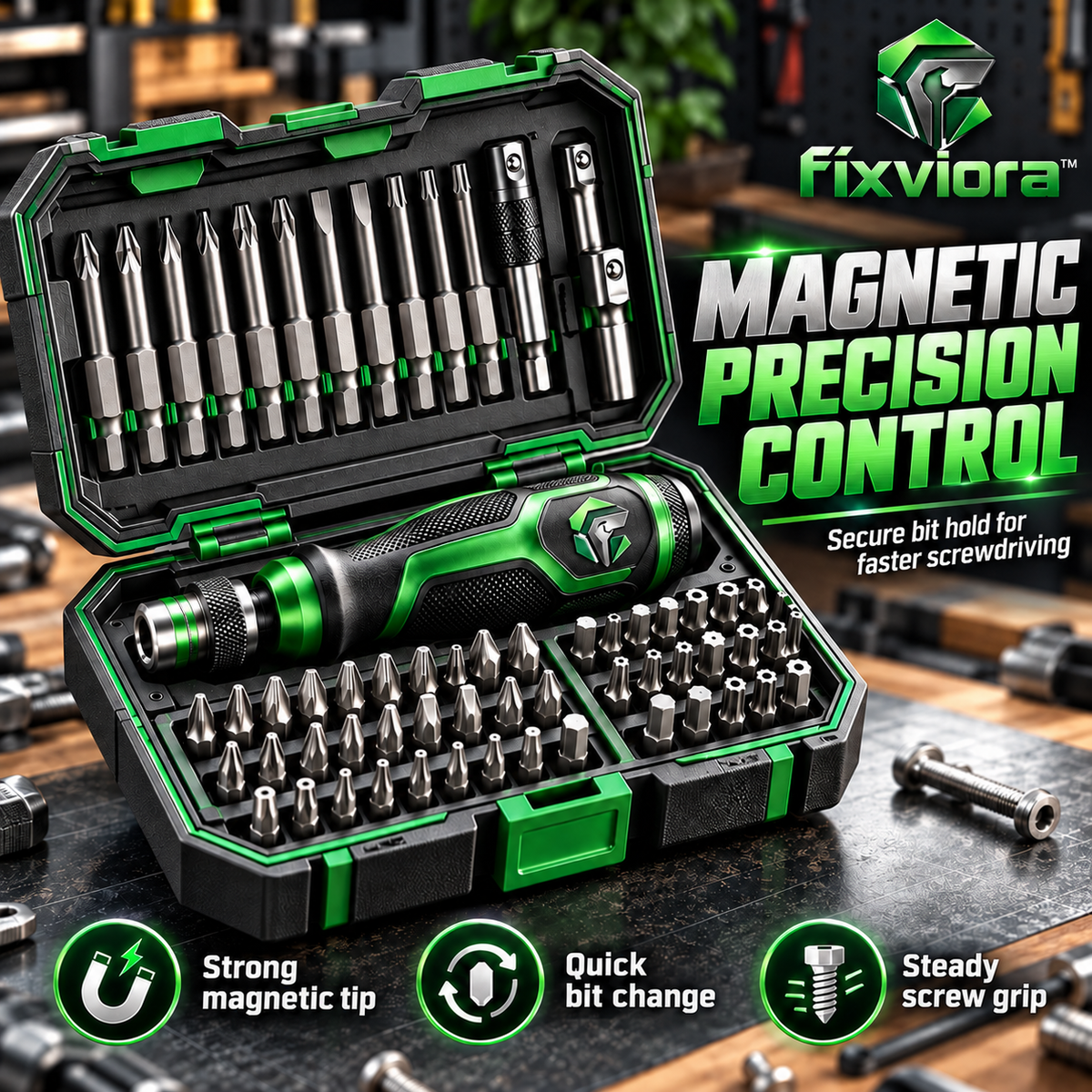 fixviora™ Magnetic Screwdriver Set with Multi-Bit Selection & Precision Handling