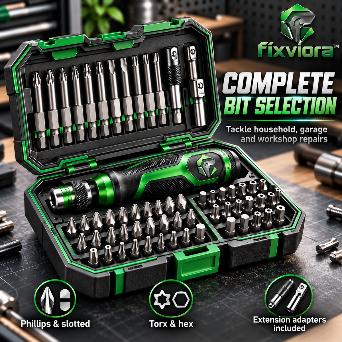 fixviora™ Magnetic Screwdriver Set with Multi-Bit Selection & Precision Handling