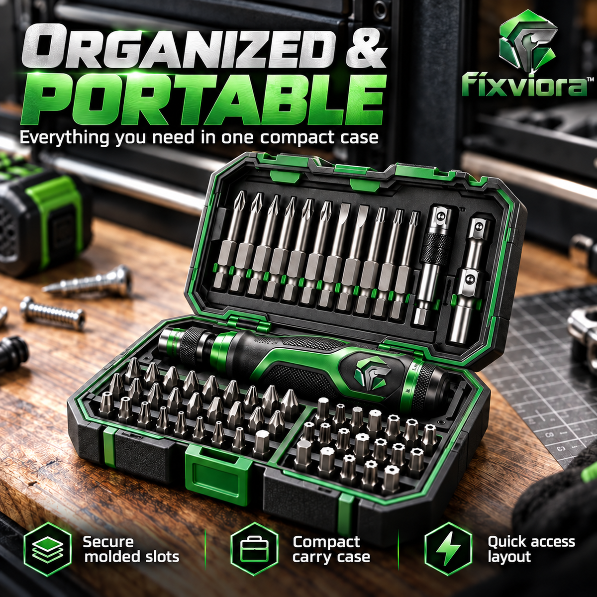 fixviora™ Magnetic Screwdriver Set with Multi-Bit Selection & Precision Handling