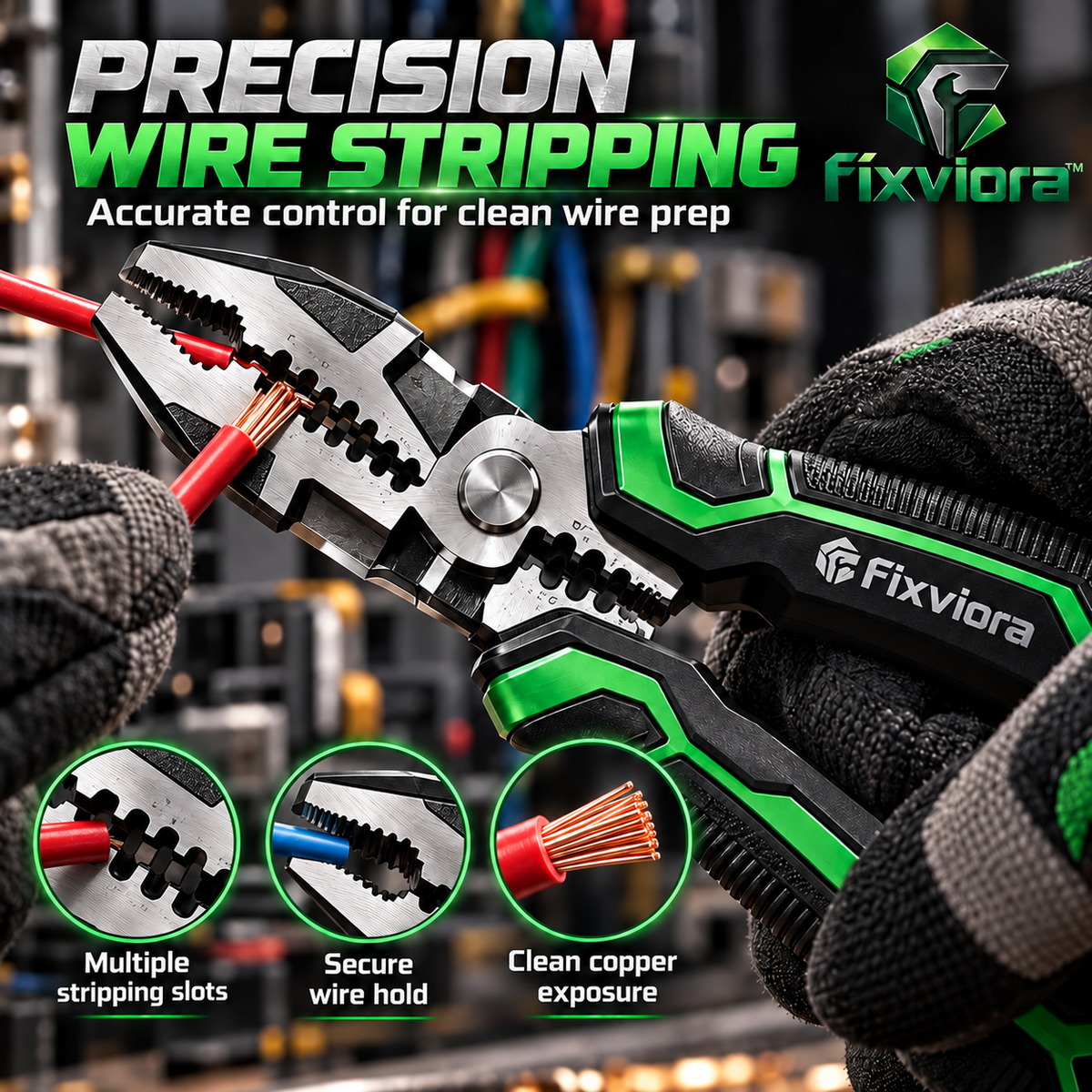 fixviora™ Multi-Function Electrical Pliers for Cutting, Stripping & Repair Tasks