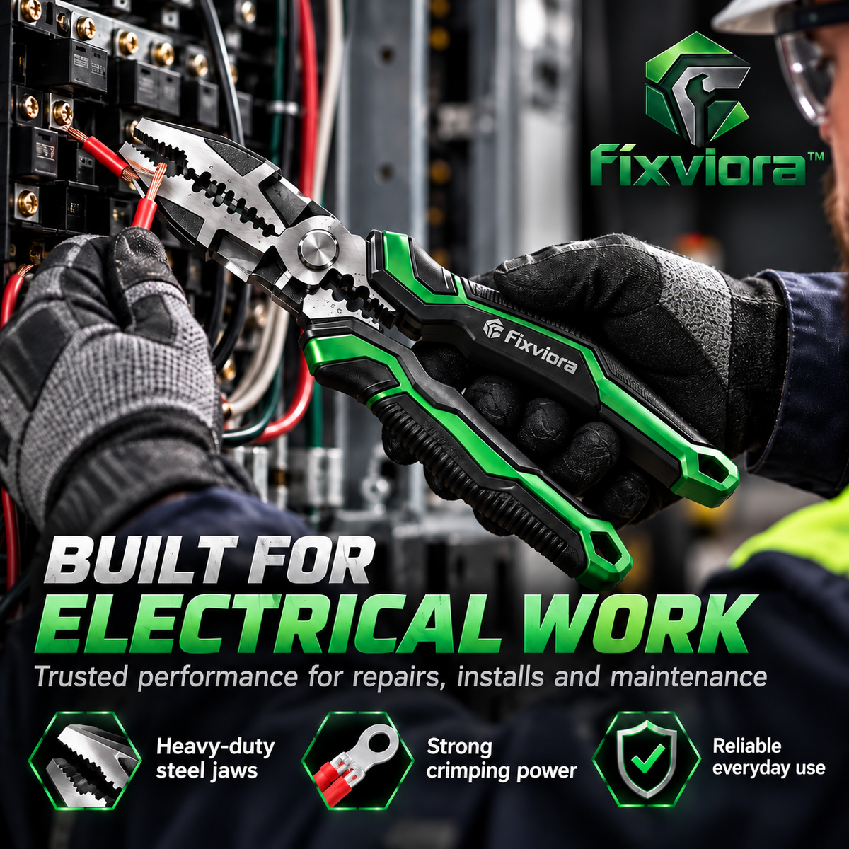 fixviora™ Multi-Function Electrical Pliers for Cutting, Stripping & Repair Tasks