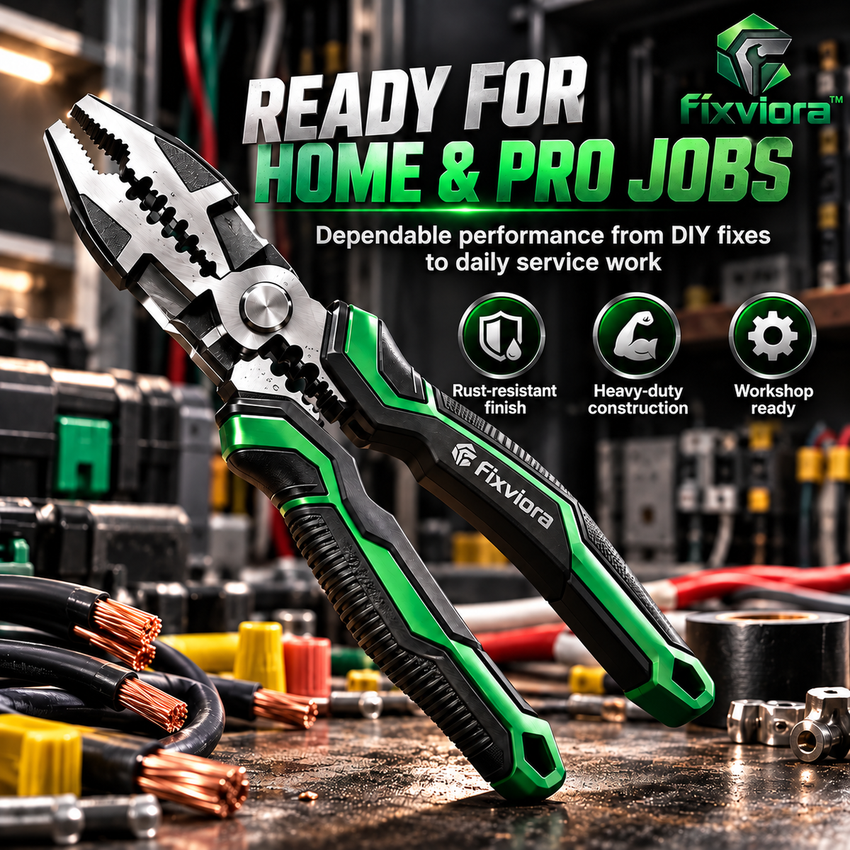 fixviora™ Multi-Function Electrical Pliers for Cutting, Stripping & Repair Tasks