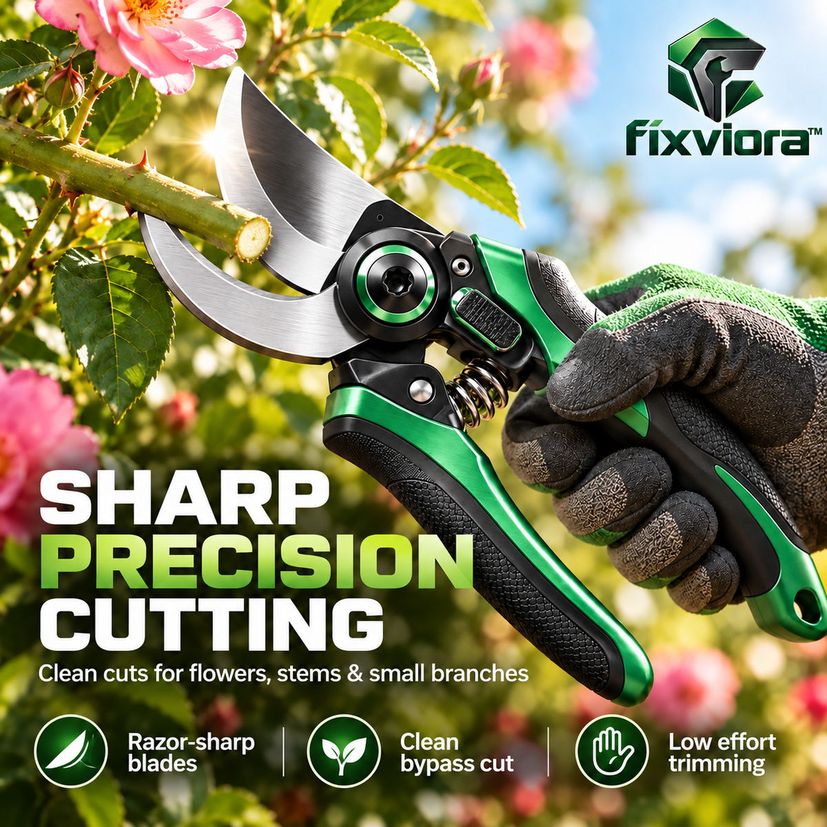 fixviora™ Professional Garden Pruner with Sharp Cutting Performance & Comfortable Control