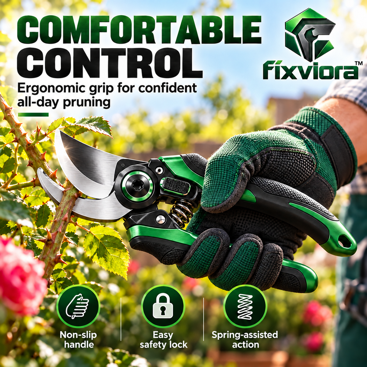 fixviora™ Professional Garden Pruner with Sharp Cutting Performance & Comfortable Control