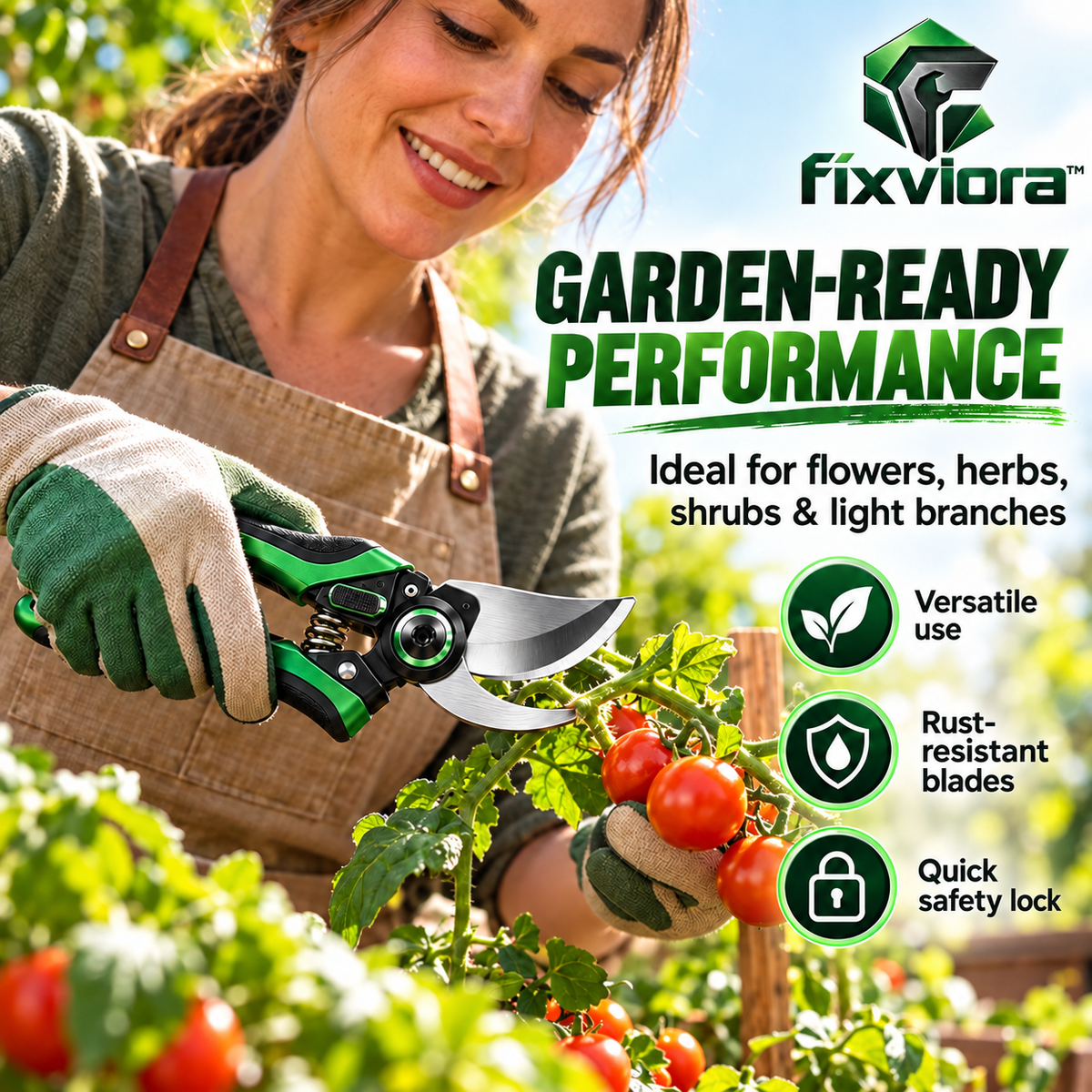 fixviora™ Professional Garden Pruner with Sharp Cutting Performance & Comfortable Control