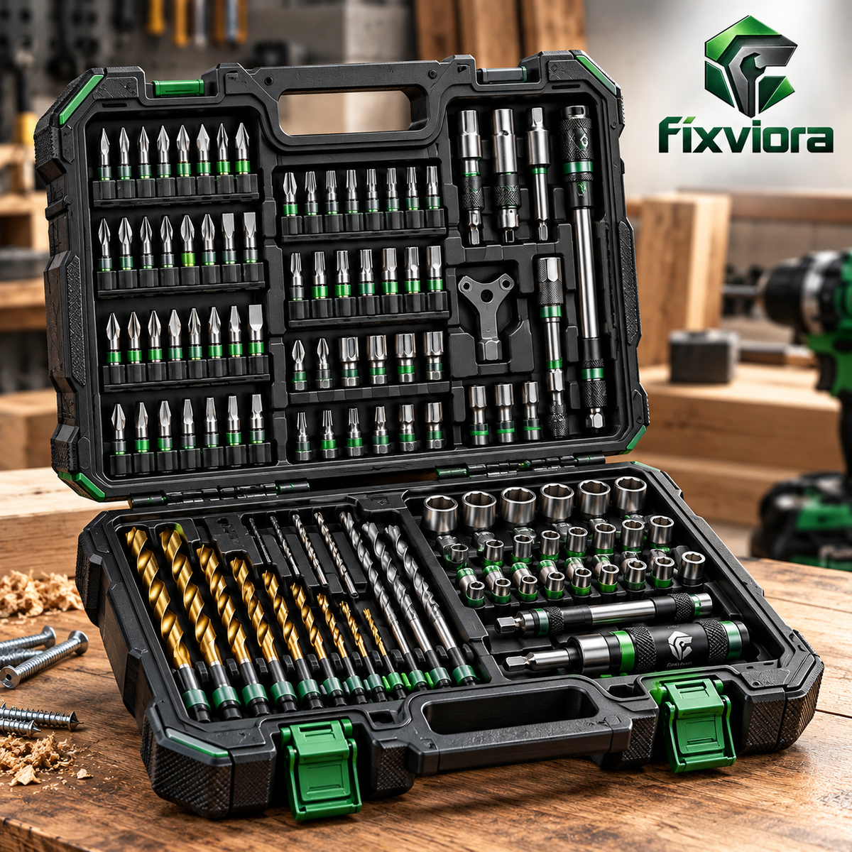 fixviora™ Professional Drill Bit Set with Multi-Size Alloy Steel Driver Bits