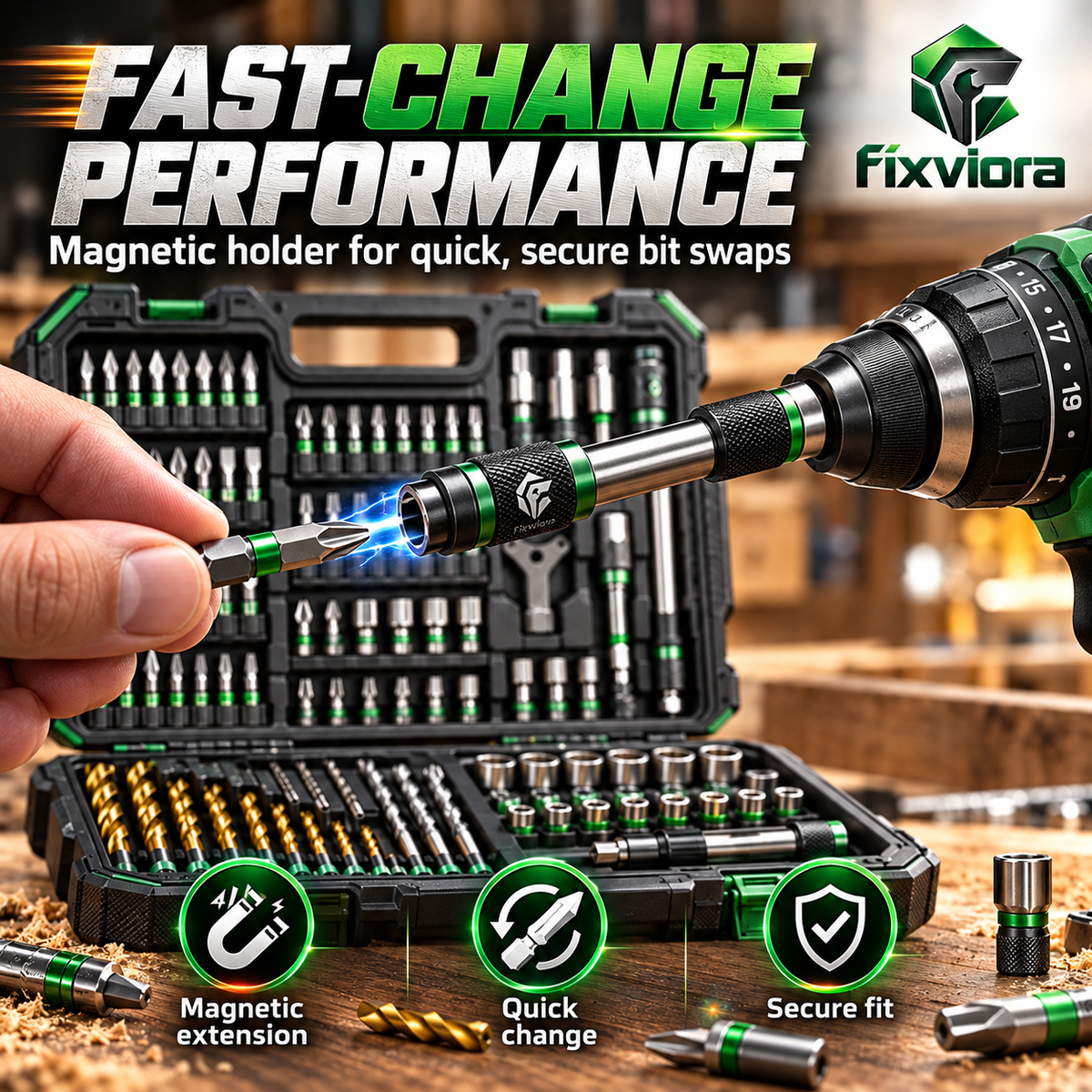 fixviora™ Professional Drill Bit Set with Multi-Size Alloy Steel Driver Bits